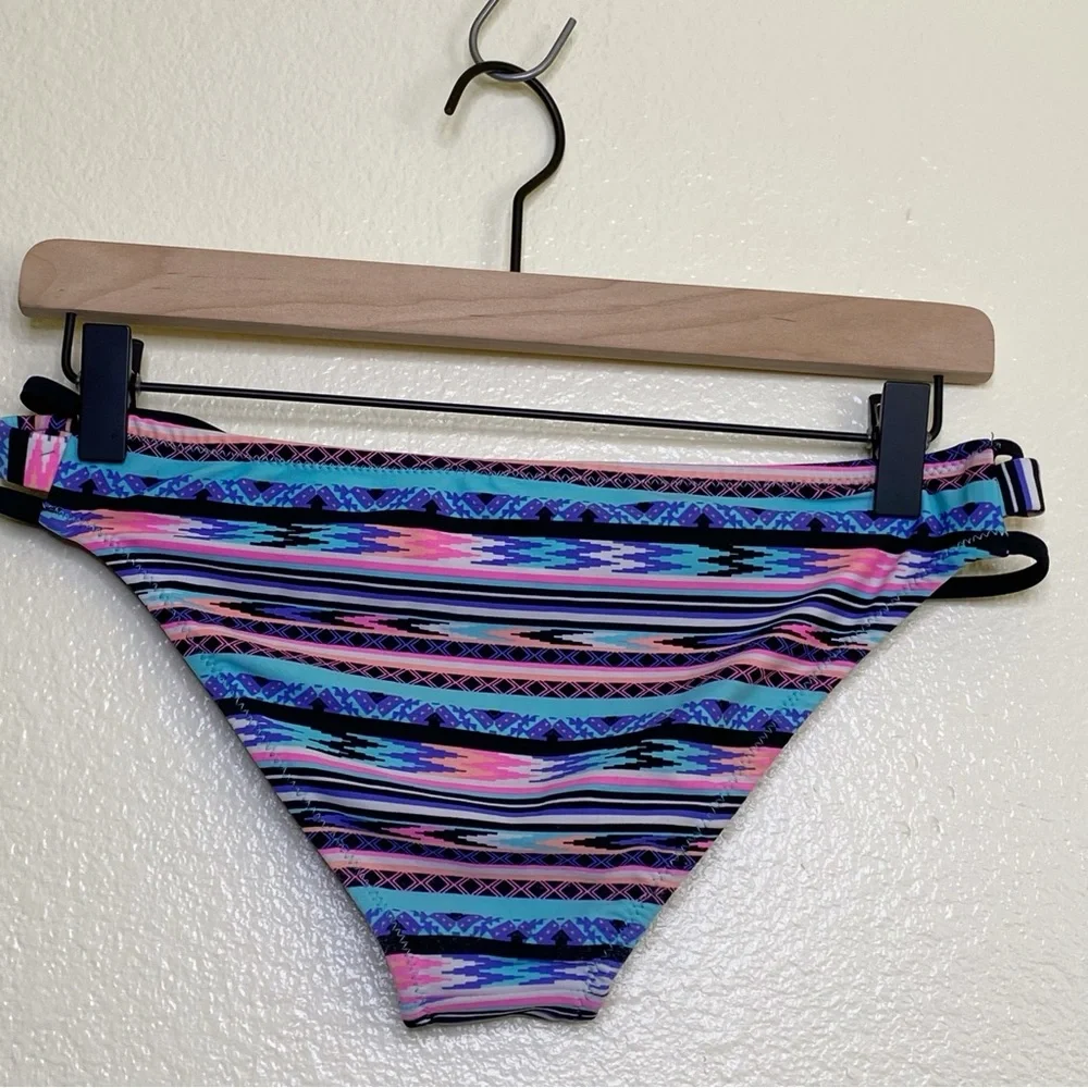 Seeded & Sewn Black Southwestern Tribal Bikini Swim Bottoms - Juniors Medium